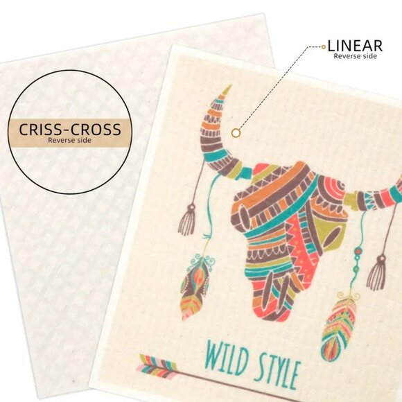 NEW Set of 12 Swedish Dishcloths - Boho, Feather, Moon Celesital, Sustainable - Picture 6 of 9